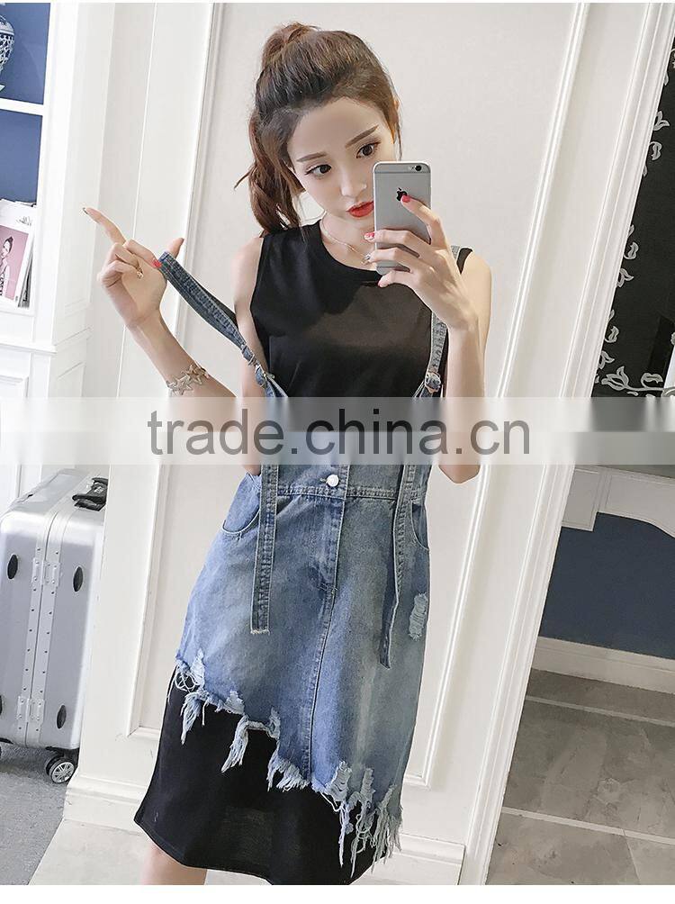 Z&M Women'sThe cowboy short skirt The skirt with shoulder-straps Classic dresses