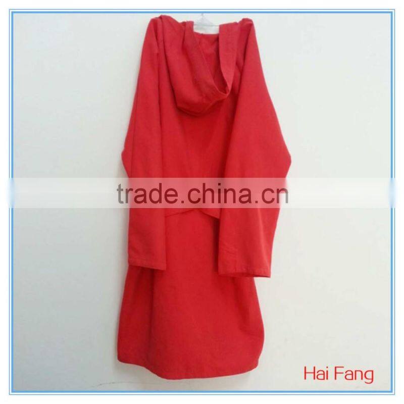 Wholesale unisex microfiber bathrobe, polyester hooded microfiber bathrobe