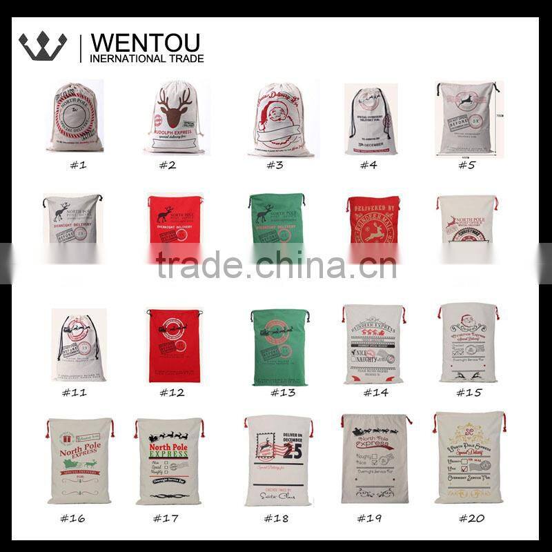 Wholesale Christmas Canvas Santa Sack With Red Drawstring