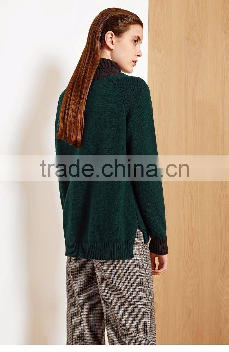 women green color turtleneck sweater 2017 fashion style lady pullover sweater