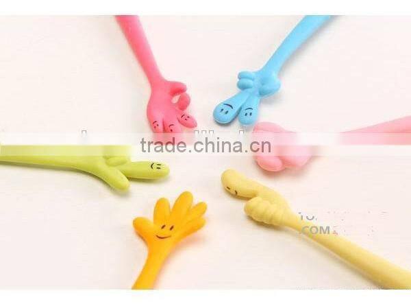 Creative stationery finger shape ballpoint pen flexible silica gel pen office & student pen