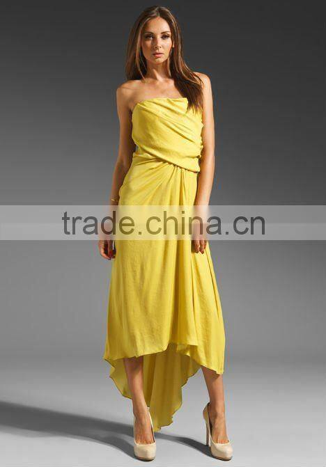 strapless draped side waist gown