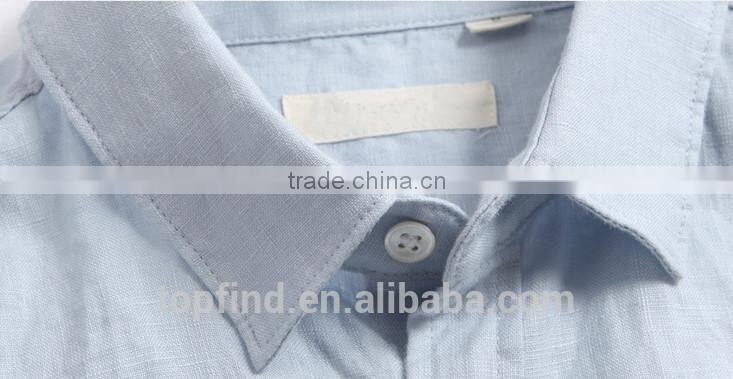 Fashion classic long sleeve casual linen 35% and cotton 65% Garment Wash soft man shirt