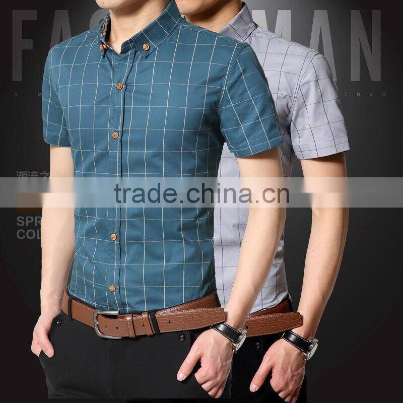 2015 Men shirts manufacturers fashion style plain short sleeve