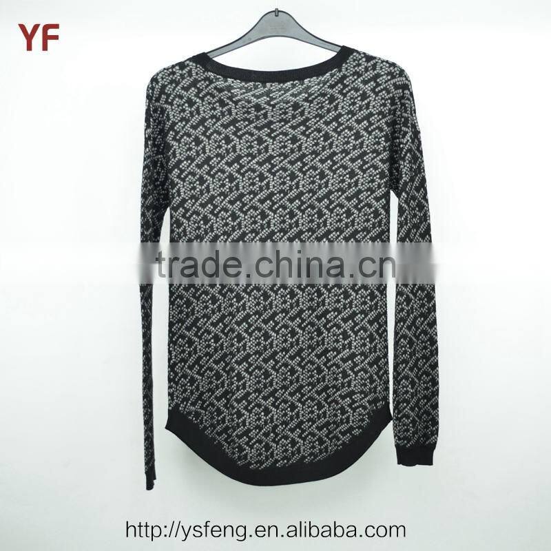 Fashion Korean Knitwear Print Middle Age Women Sweater