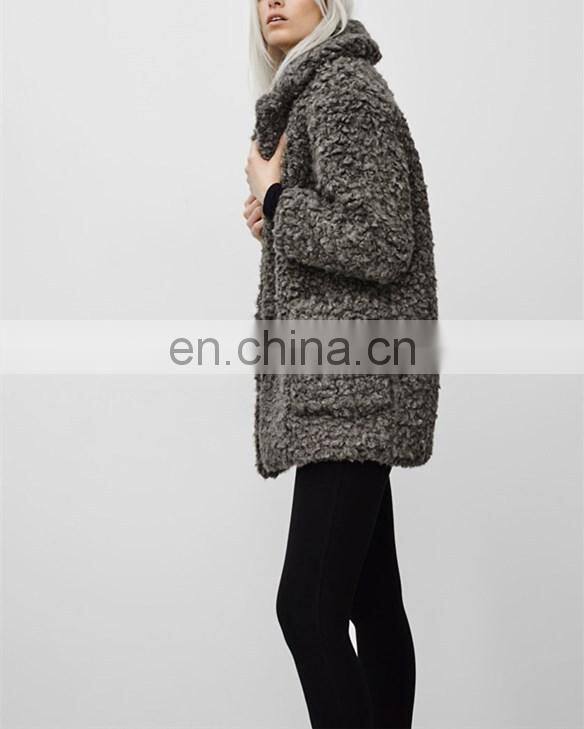2015 Winter Sherpa Wool Varsity Jackets Models for Ladies Trench Coat with Hood NT6800