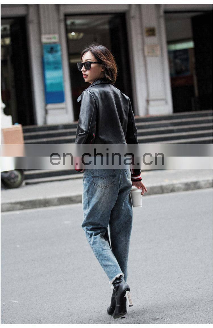 Spring Slim Fit Fashion Women Jacket Lamb Leather Jacket