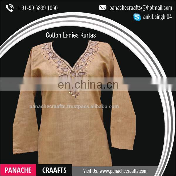 Hot Selling Embroidered Designer Cotton Ladies Kurtis