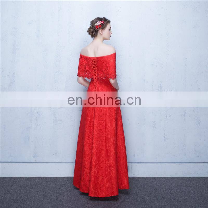 Sweet 17 Dress Off-The-Shoulder Bow Red Elegant Beaded Peplum Side Split Lace-up Backless Lace Evening Dress