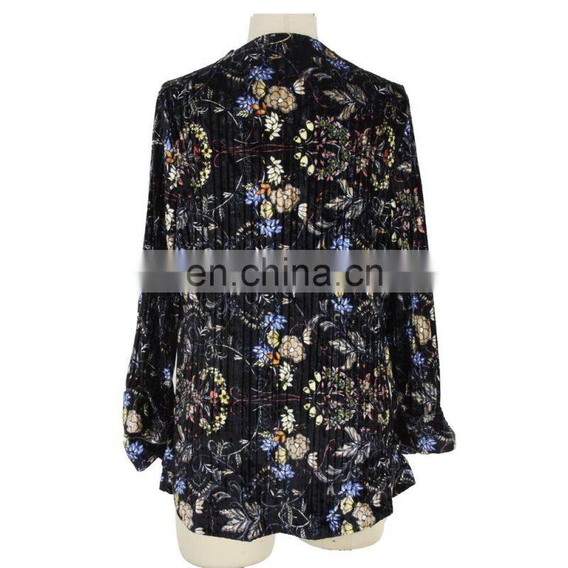Ladies Pleated Velvet Short Cardigan Guangzhou Casual Clothing
