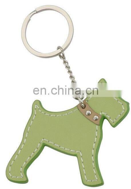 fashion 3d custom dog shaped leather shaped keychain