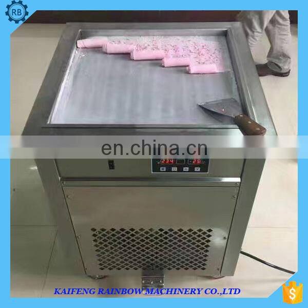Manual Single Frying roll ice cream machine with2/4/6/8 fruit containers/industrial flat pan fried yogurt