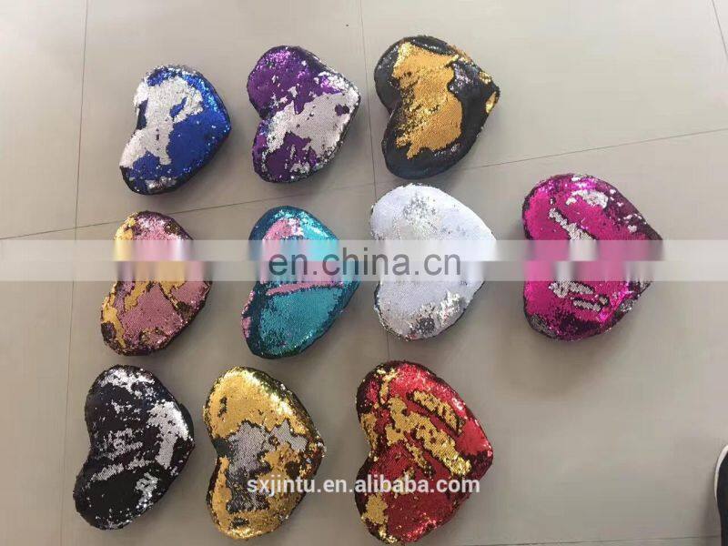 Custom Heart/Moon/Star Reversible Mermaid Sequin Throw Pillow cover