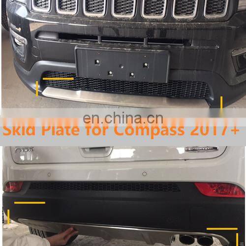 Stainless Steel Front and Rear Skid Plate bumper protector for Jeep Compass 2017 +