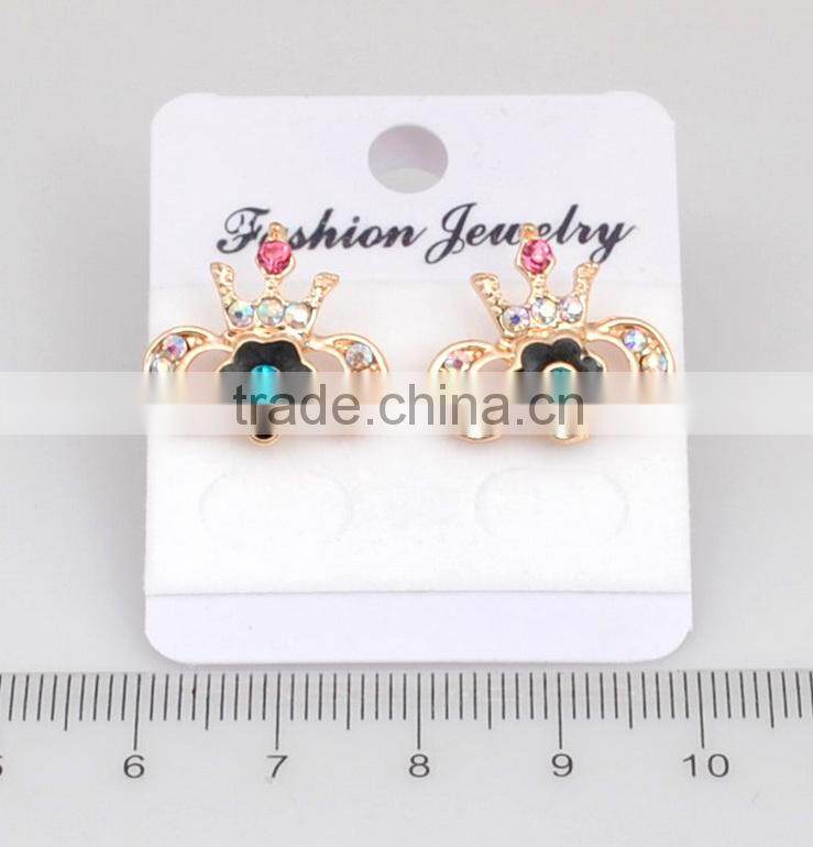 Fashional Cute Stud Earrings Tiara crown corona shape De calidad arete Pendientes De ultimos modelos plated gold