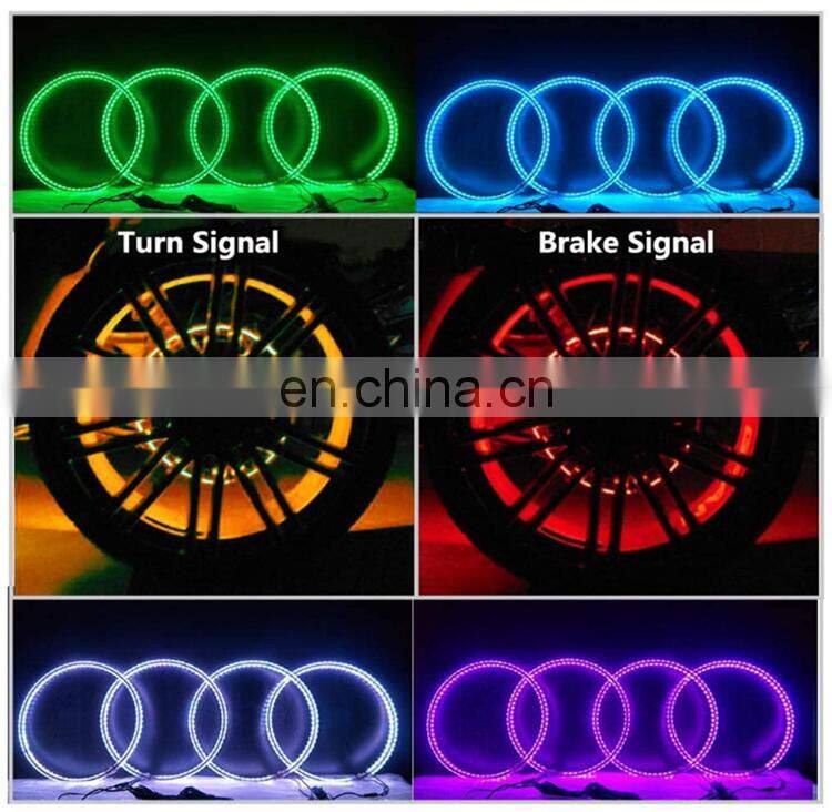 New Double Sides LEDs Wheel Ring Light 15.5 inch Car Truck RGB Control Multicolor