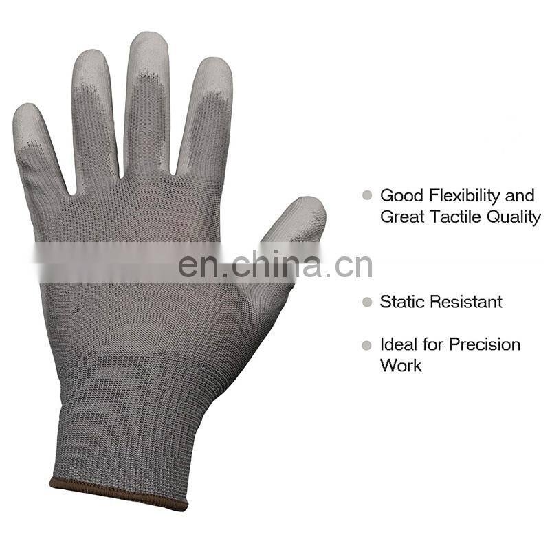 13 Gauge Polyester/Nylon Polyurethane Dipping PU Coated Gloves