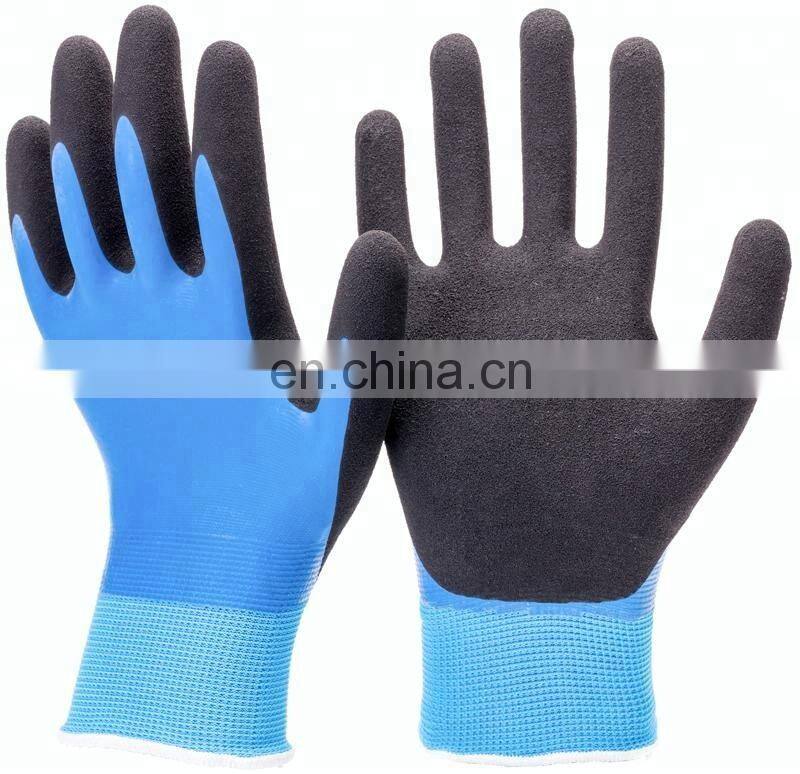 13g grey nylon polyester liner coated dipping black sandy nitrile mechanic machine work gloves importer