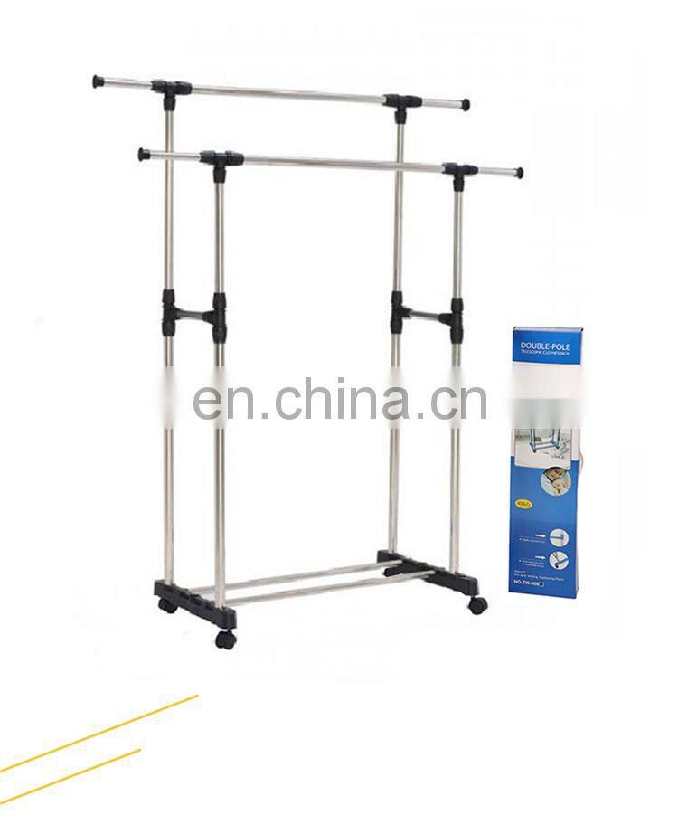 Stainless steel lifting hanger floor round pipe plastic link hanger family bedroom hanger