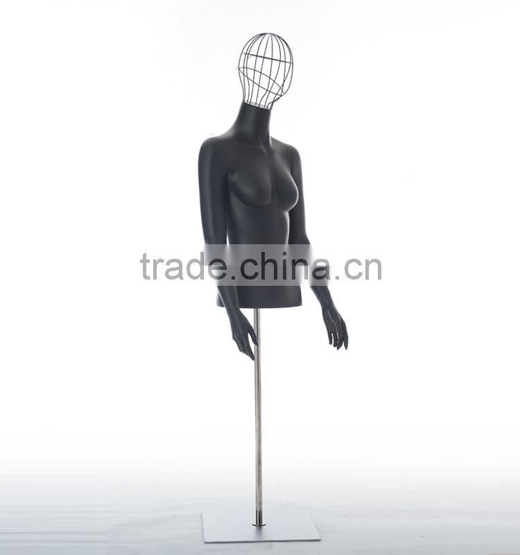 half body female torso mannequin with metal head