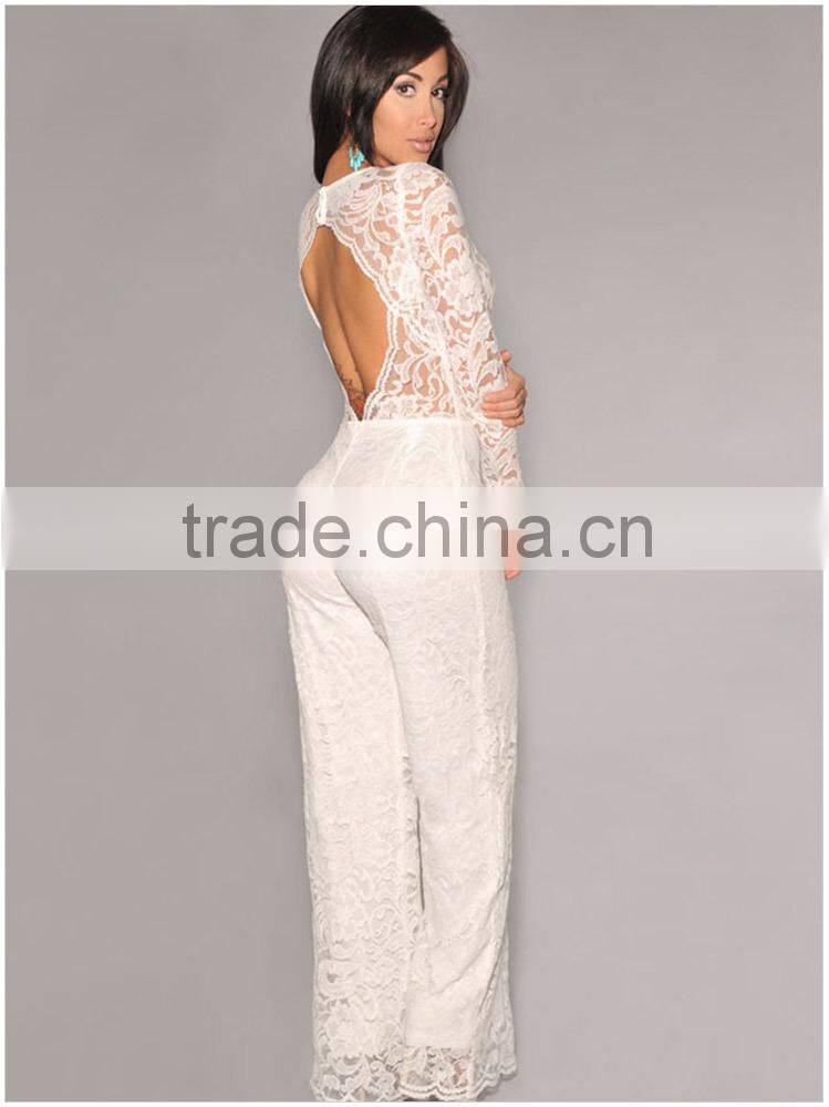 One Piece Women Playsuit Lace Sexy Perspective Jumpsuit