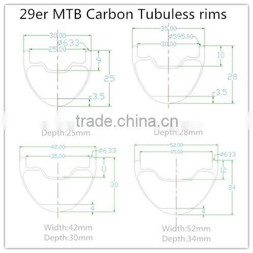 High-end 26er fat bike carbon wheelset 3K/UD 80 mm fatbike rims 18mm profile depth carbon hooklesse/clincher mtb rim