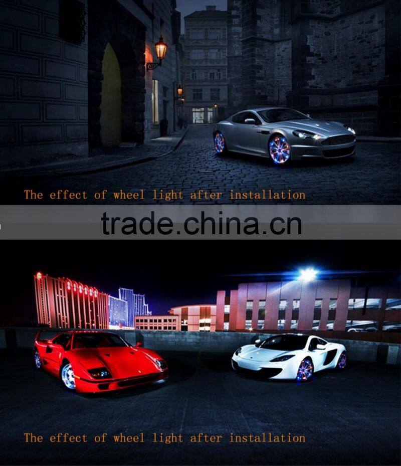 Car Styling!4pcs Solar Energy Power LED Car Wheel Led Solar Powered shinning wheels hub light waterproof