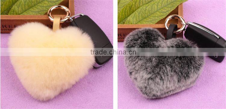 Real Rabbit Fur Keychian Cute Genuine Leather Fur Car Key Rings