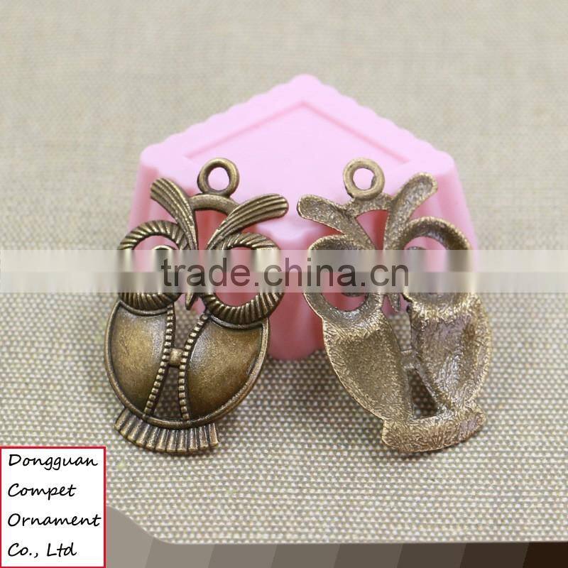 Wholesale hollow out diy jewelry large zinc alloy owl pendant
