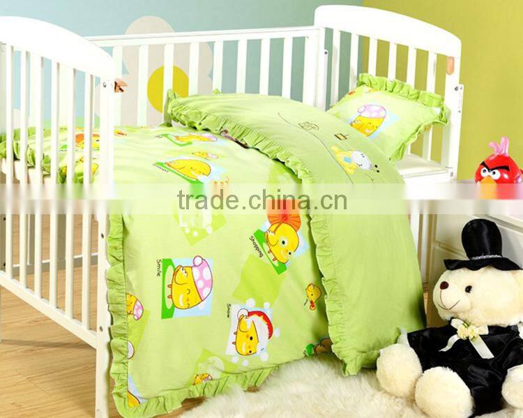 Eco-friendly cotton material comfortable lovely printed cheap kids bed set
