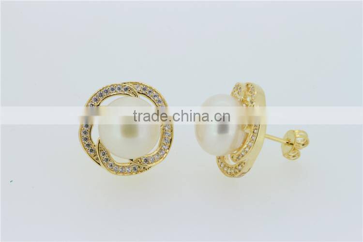 Ladies fashion big pearl earrings designs silver jewelry