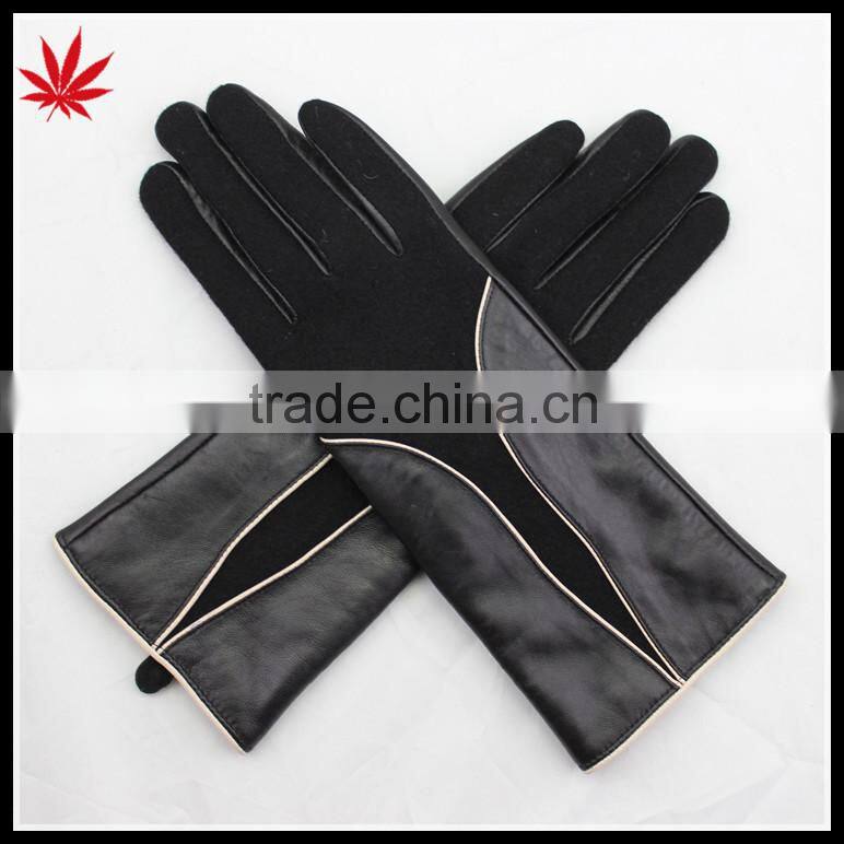 ladies sheepskin cheap and woolen leather hand gloves