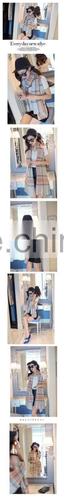 Latest Design Fringe Wide Long Acrylic Plaid Pashmina Shawl Scarf