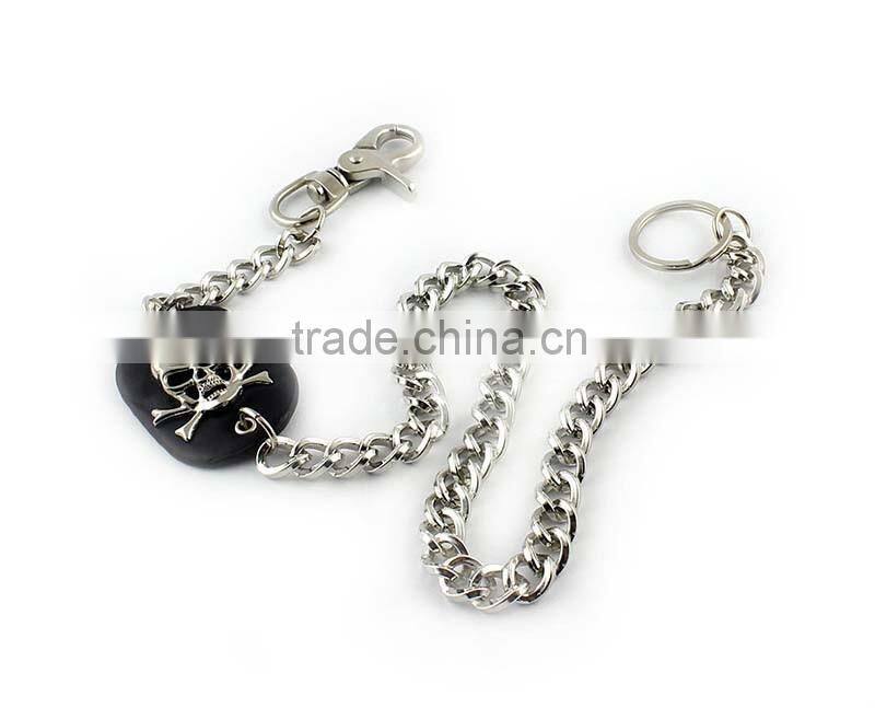 Men's skull biker studded leather unique wallet chains with a jeans long key chain