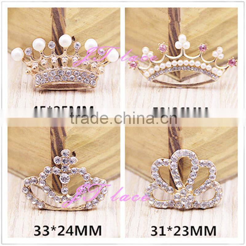 4 size metal crown button-White Silver Crown Rhinestone Decorative Metal Shank Buttons