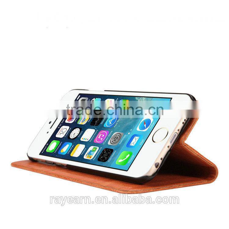 Business name card holder card slot leather case cover for iPhone 6 with genuine leather