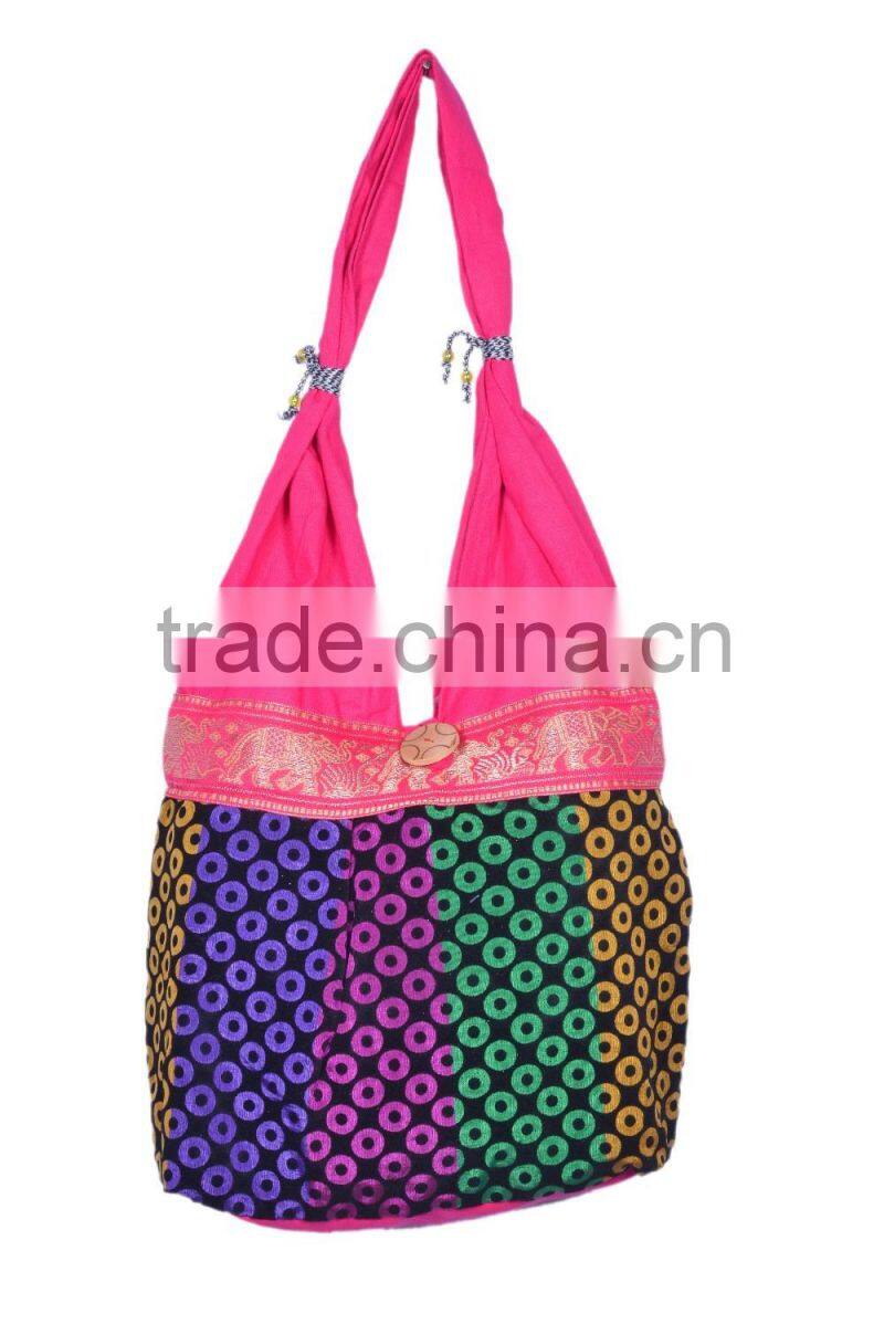 Cotton Fabric Multicolored Shoulder Bag