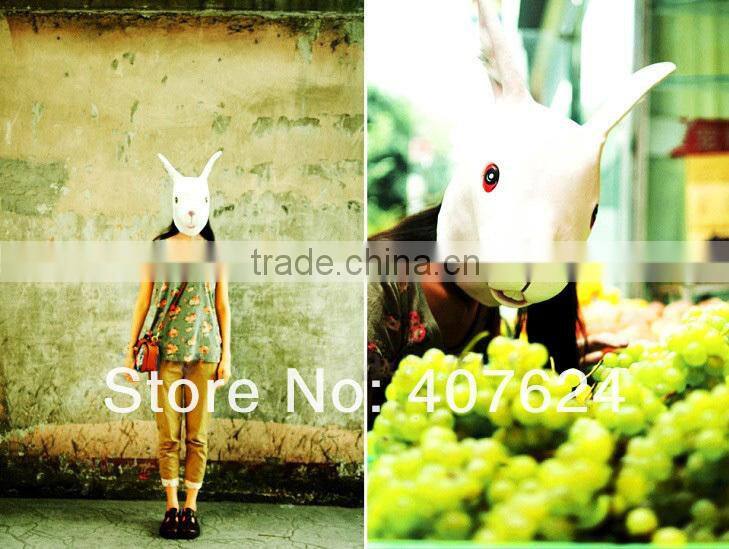 White Cute Latex Rabbit Bunny Mask Animal Costume For Party Or Masquerade