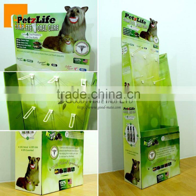 cardboard peg hook floor display stand