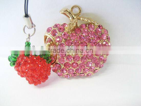 Top Sale Jewellery Apple Shape USB, Cute USB For Sale with Keychain