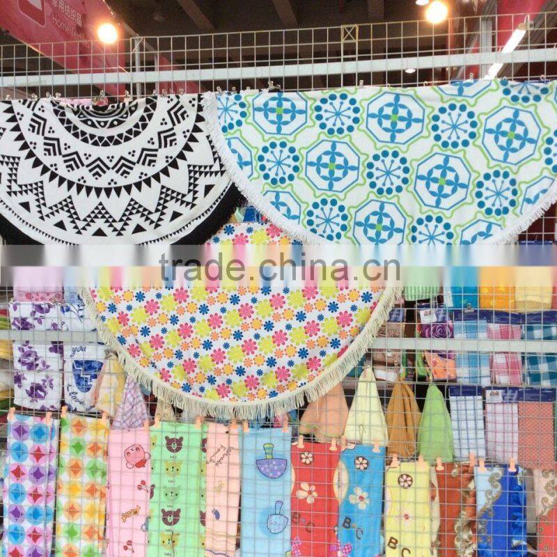 china supply round type printing cotton kitchen towel with ties