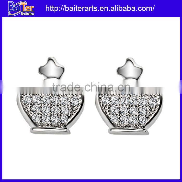 FIVE Colors--New AAA cluster zircon screw back stud pearl earrings for girls