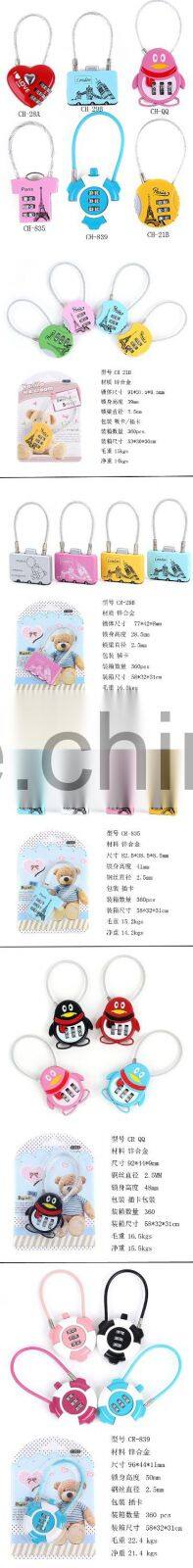 School Lovely Locker House Shaped Cable Combination Padlock