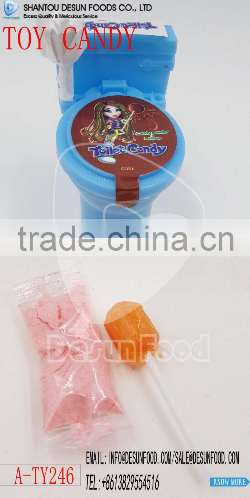 Novelty plastic toilet candy toy(powder candy+lollipop)