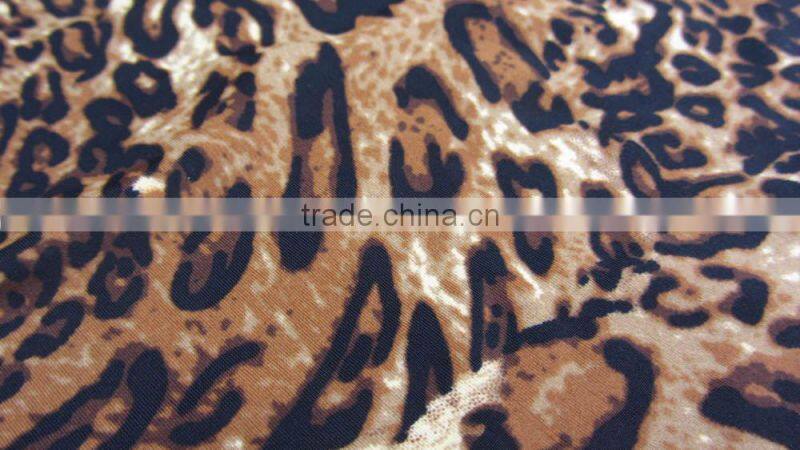 dark brown polyester leopard print milk fiber Spandex sportswear print lycra fabric