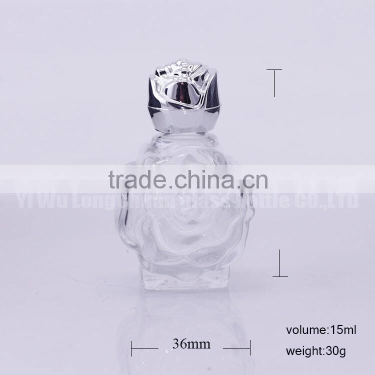 Rose Shape Perfume Liquid Empty Glass Bottle 0.5oz
