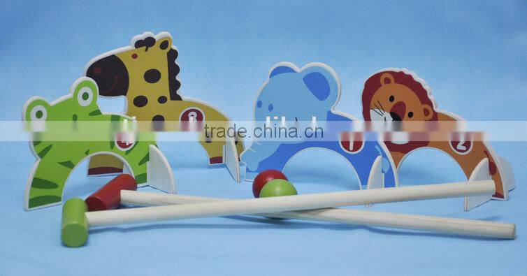 WOODEN TOYS ANIMAL CROQUET SET