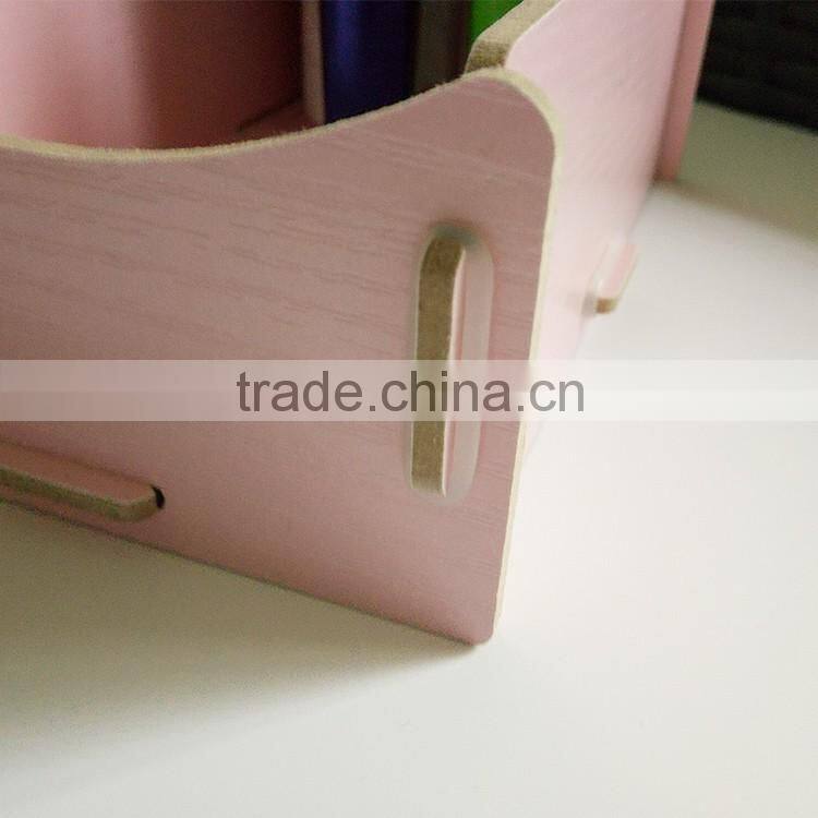 Home&office eco-friendly foldable wooden/plastic desktop storage box with glass