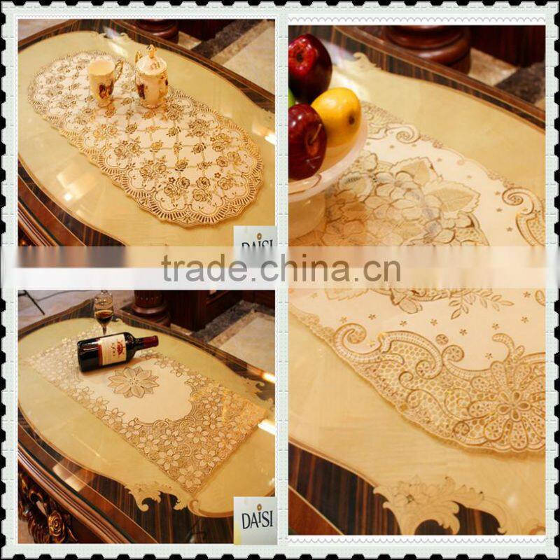 40x84 gold and silver long Lace Tablecloth