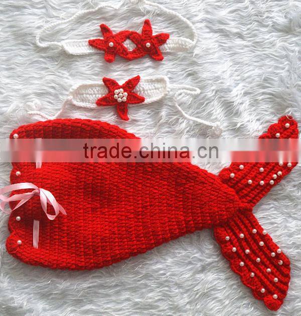 wholesale fashion costume crochet mermaid tail newborn photo props